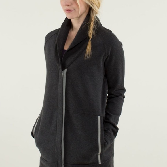 Lululemon Yin To My Yang Cardi Heather Black Cotton Jacket - Picture 2 of 12